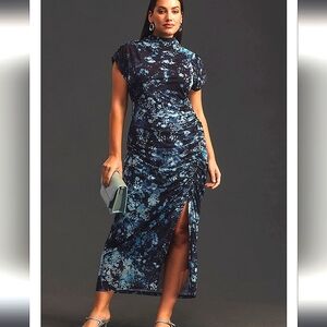 Anthropologie Maya Ruched Cowl-Neck Dress: Mesh Edition XL Petite